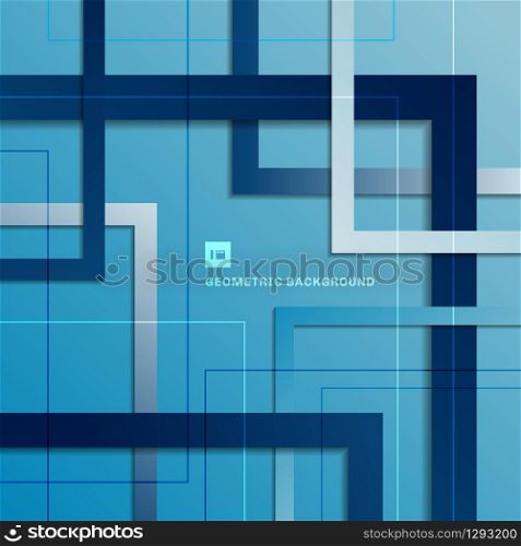 Abstract blue gradient geometric square overlapping layer background. Vector illustration