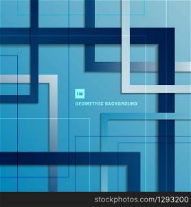 Abstract blue gradient geometric square overlapping layer background. Vector illustration