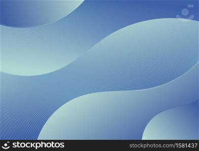 Abstract blue gradient wave shape background with lines. Vector illustration