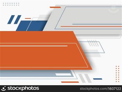 Abstract blue, gray, orange color geometric with lines horizontal on white background technology futuristic style. Vector illustration