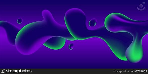Abstract blue, green and purple gradient color liquid wavy shapes futuristic banner design background. Fluid wave flowing motion. Vector illustration