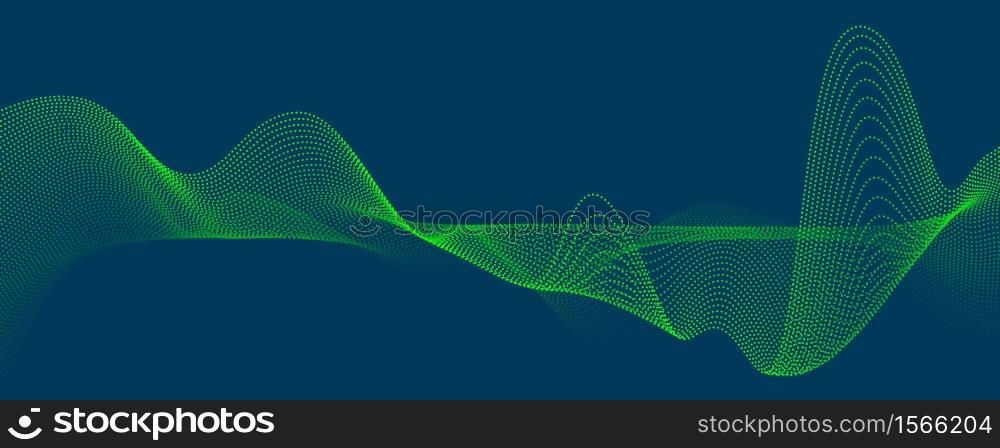 Abstract blue green pattern point background poster with dynamic triangle. technology Particle Mist network Cyber security Vector illustration.