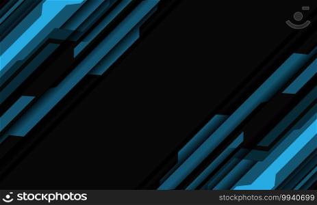 Abstract blue grey cyber geometric slash on dark blank space design modern futuristic technology background vector illustration.