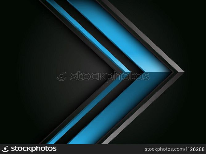 Abstract blue grey line arrow 3D direction on black design modern futuristic background vector illustration.
