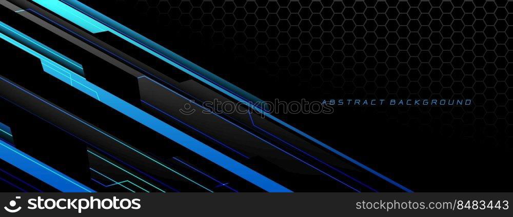 Abstract blue grey metal black cyber futuristic technology geometric on hexagon mesh design modern background vector illustration.