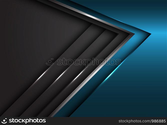 Abstract blue grey silver arrow metallic direction luxury overlap design modern futuristic background vector illustration.