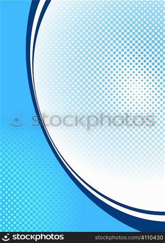 Abstract blue halftone corner background with flowing lines and copy space