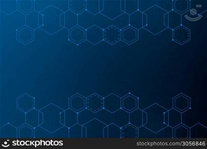 Abstract blue hexagon background , Technology polygonal concept with copy space