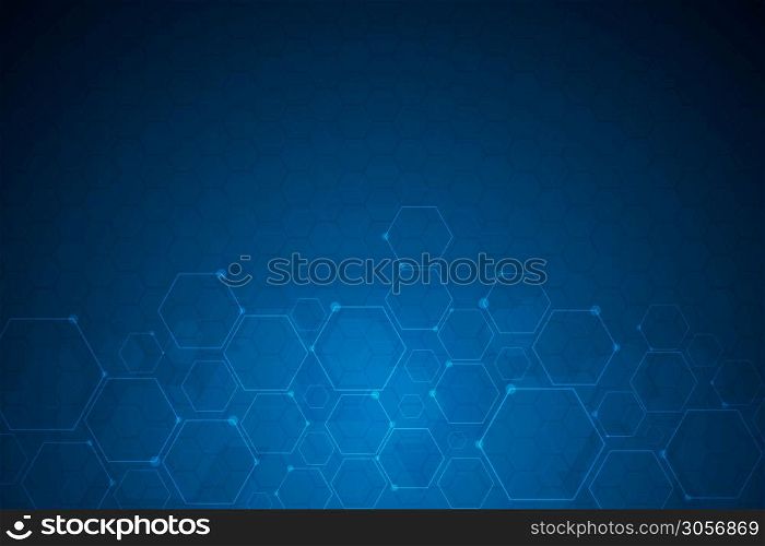 Abstract blue hexagon background , Technology polygonal concept with copy space