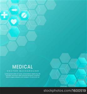 Abstract blue hexagon pattern and wave line background.Medical and science concept and health care icon pattern. You can use for ad, poster, template, business presentation. Vector illustration  