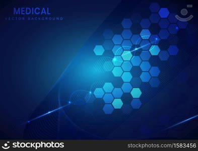 Abstract blue hexagon pattern background.Medical and science concept and health care. You can use for ad, poster, template, business presentation. Vector illustration