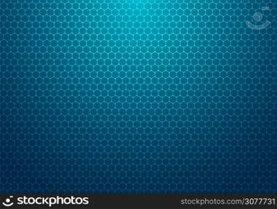 Abstract blue hexagon with dot pattern technology background. Honeycomb seamless metal texture steel backdrop. Vector illustration