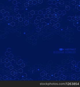 Abstract blue hexagonal pattern design of technology artwork template background. Use for ad, poster, artwork, template design, print. illustration vector eps10