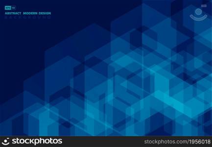 Abstract blue hexagonal pattern geometric minimal design template. Overlapping for ad, cover design background. illustration vector