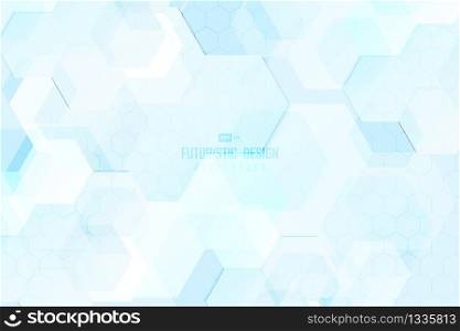 Abstract blue hexagonal pattern of technology design artwork background. Use for ad, poster, artwork, template design, presentation. illustration vector eps10