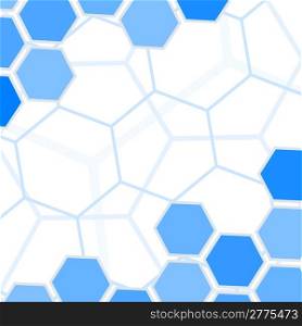 Abstract blue hexagons vector background with copy space.