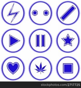 abstract blue icons against white background, vector art illustration
