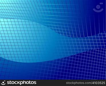 Abstract blue illustrated background with shards or grid flying in all directions