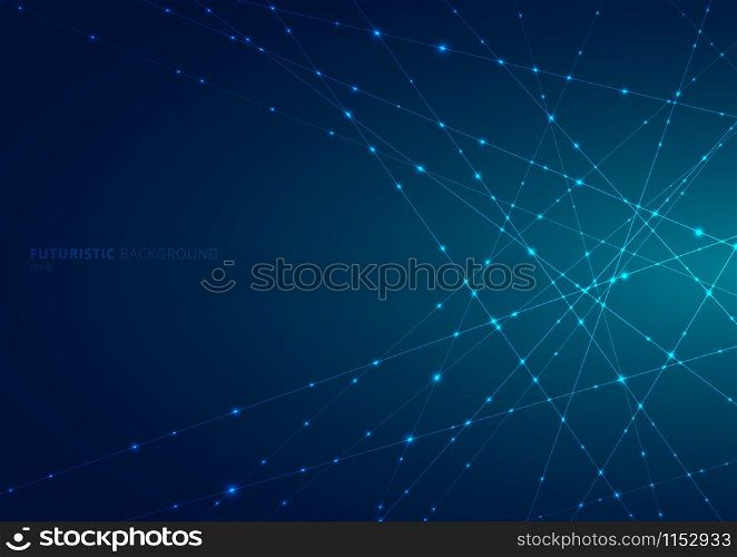 Abstract blue laser line with sparkle lighting on dark blue space background. Digital technology futuristic concept. Vector illustration