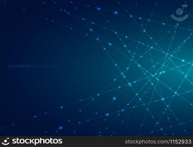 Abstract blue laser line with sparkle lighting on dark blue space background. Digital technology futuristic concept. Vector illustration