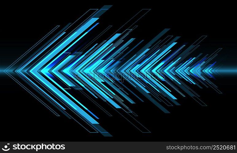 Abstract blue light arrow cyber technology on black desogn modern futuristic background vector