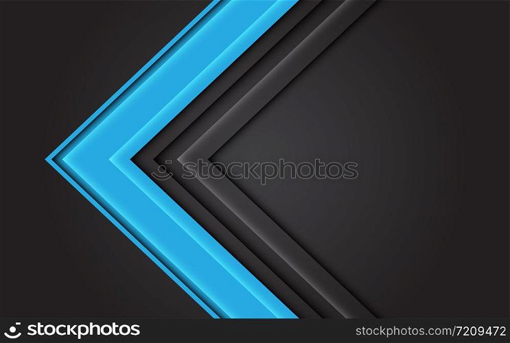 Abstract blue light arrow direction on dark grey design modern futuristic background vector illustration.