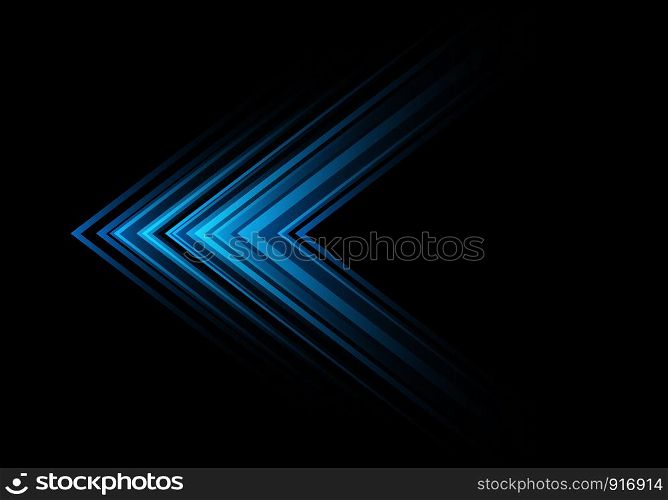 Abstract blue light arrow speed direction on black design modern futuristic background vector illustration.