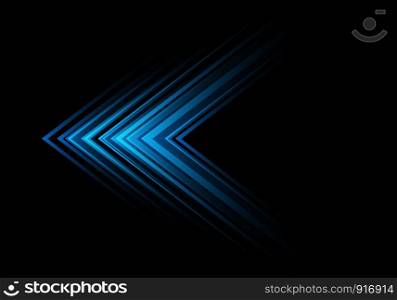 Abstract blue light arrow speed direction on black design modern futuristic background vector illustration.