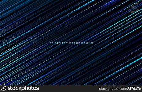 Abstract blue light black lines stripe speed dynamic design modern luxury futuristic technology background vector illustration.