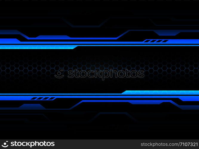 Abstract blue light circuit on black with hexagon mesh design modern futuristic technology background vector illustration.