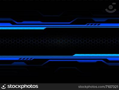 Abstract blue light circuit on black with hexagon mesh design modern futuristic technology background vector illustration.