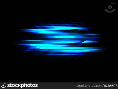 Abstract blue light data speed power on black design modern futuristic technology background vector illustration.