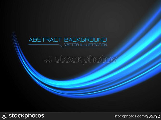 Abstract blue light fast speed curve motion on black technology luxury background vector illustration.