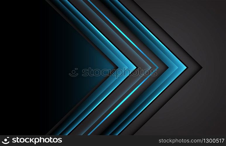 Abstract blue light grey arrow direction with black blank space design modern futuristic technology background vector illustration.