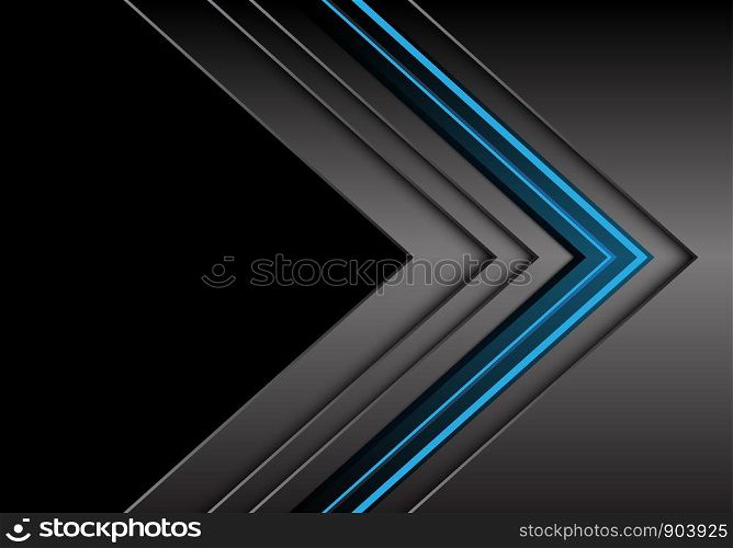 Abstract blue light grey metallic arrow direction with black blank space design modern futuristic background vector illustration.