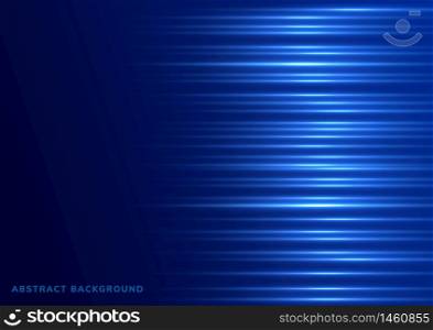 Abstract blue light horizontal on blue background. Technology concept. Vector illustration