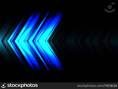 Abstract blue light line arrow speed direction on black blank space design modern futuristic technology background vector illustration.