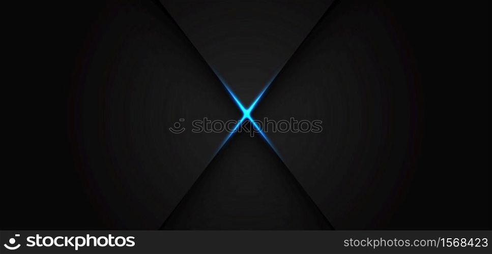 abstract blue light line cross shadow on dark grey design modern luxury futuristic background vector illustration