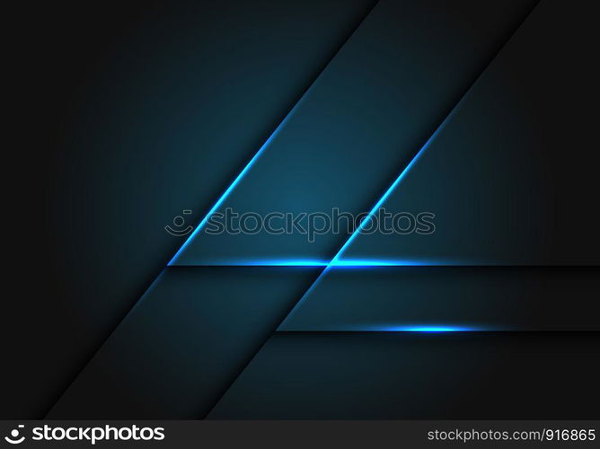 Abstract blue light line on dark grey geometric design modern futuristic background vector illustration.