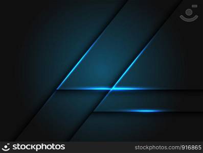Abstract blue light line on dark grey geometric design modern futuristic background vector illustration.