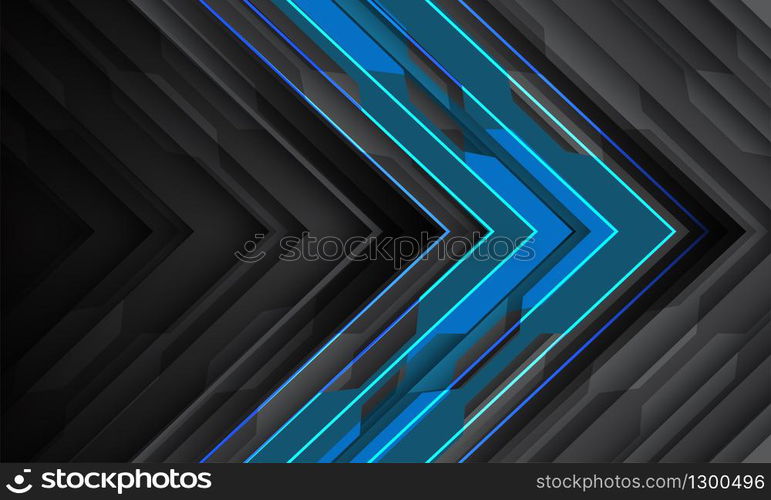 Abstract blue light neon arrow circuit direction on dark grey design modern futuristic technology background vector illustration.