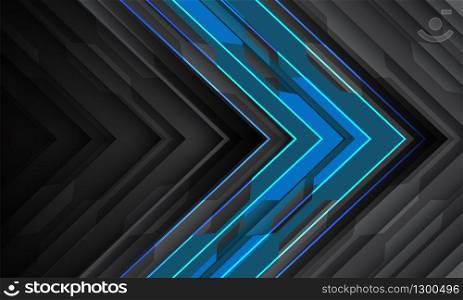 Abstract blue light neon arrow circuit direction on dark grey design modern futuristic technology background vector illustration.