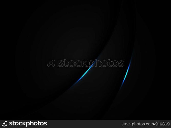 Abstract blue light on dark grey grey metallic curve overlap with blank space design modern futuristic background vector illustration.