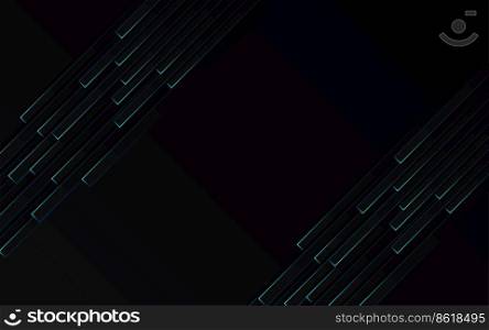 Abstract Blue light Pipe speed zoom on black background technology Vector Illustration