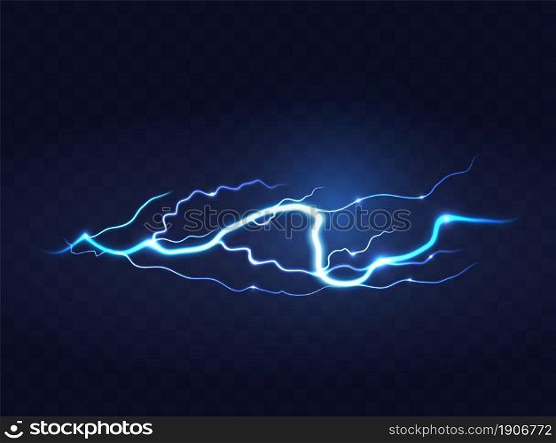 Abstract Blue Lightning on Black Background. Blitz Lightning Thunder Light Sparks Storm Flash Thunderstorm. Power Energy Charge Thunder Shock. Abstract Blue Lightning on Black Background.