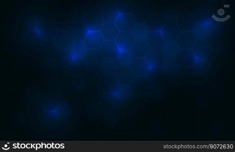 Abstract blue line hexagon light technology futuristic geometric design modern background vector 