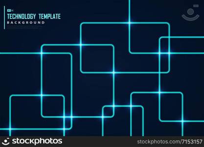 Abstract blue line tech square design with light glitters decoration. Use for poster, artwork, template design, ad, artwork page, headline, cover. illustration vector eps10