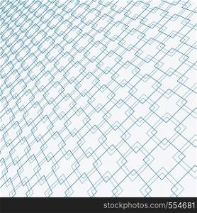 Abstract blue lines squares pattern overlapping perspective on white background. Vector illustration