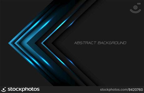 Abstract blue metallic arrow direction geometric on grey with blank space design modern futuristic background vector