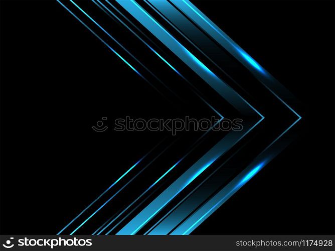 Abstract blue metallic arrow direction on black luxury design modern futuristic background vector illustration.